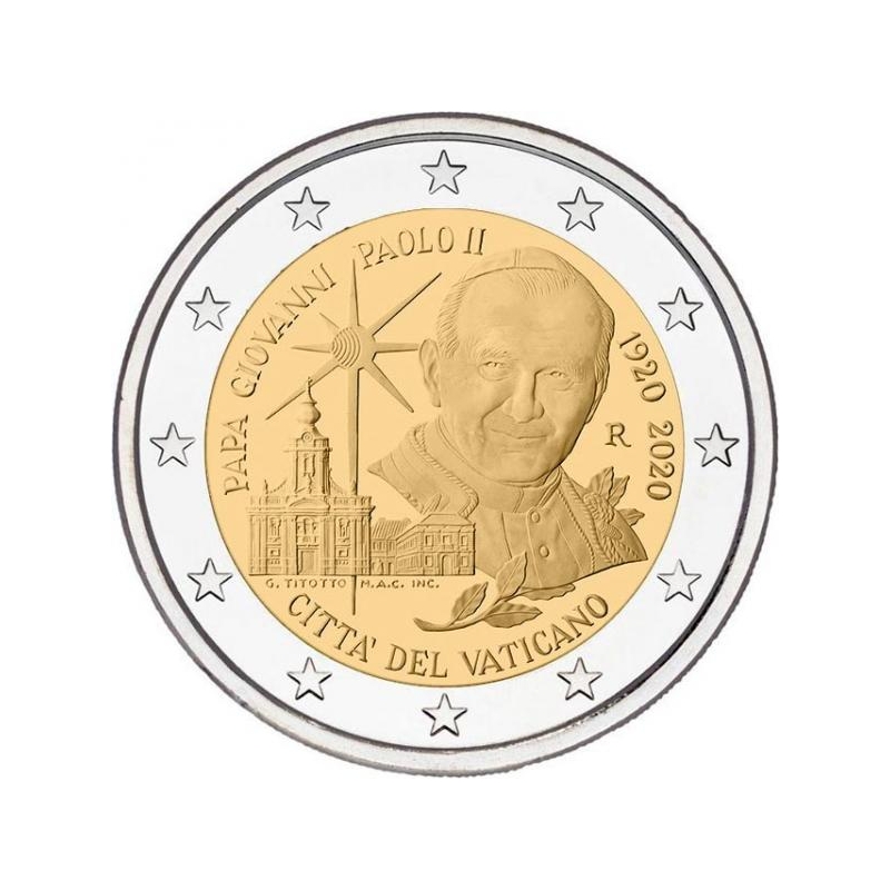Памятные 2 евро 2024. Монета с папой римским Джон Пауль 2. Валюта Ватикана.