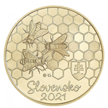 ”Slovakian eläimistö ja kasvisto. Tarhamehiläinen." Slovakia 5€ 2021 erikoisraha 
