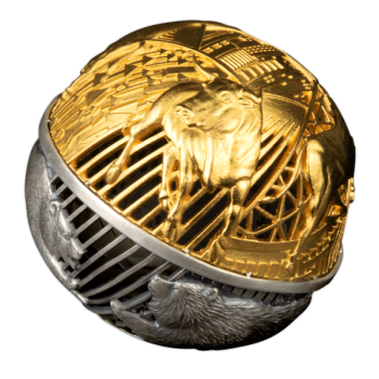 Bull & Bear. 3D - Samoa 5 $ 2022. v. 2 unssi hopearaha kultauksella ja antikpatinoiti