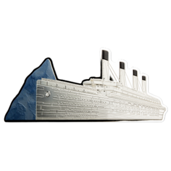"Remembering the ship of dreams".  Solomon Islands 10$ 2022 Special shape 5 oz 99,9% Silver Coin 