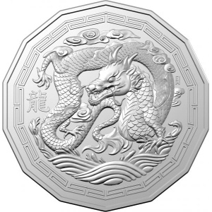 "Год Дракона- 2024 г. - Лунный Календарь." - Австралия, 1/2 $, 2024. г., Mедно-никилиевая монета, 15,37 г.