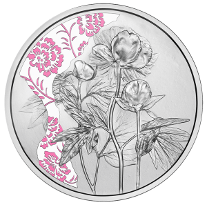 "Kukkien kieli. Pioni" - Itävalta 10 € 2024 v. 92,5% hopearaha 15,552 g