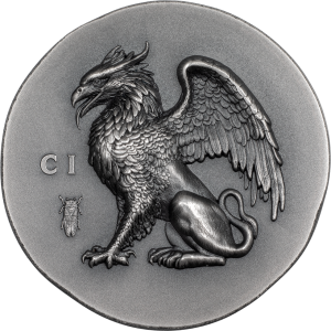«Numismaatilised ikoonid. Greif" -  Cooki saarte 5$ 2024.a. 1 untsine antiikviimistlusega 99,9% hõbemünt 