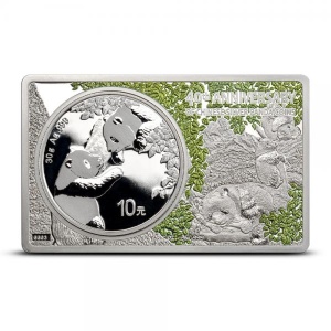 Chinese Silver Panda 40th Anniversary  2023. Bar  Set(30g Silver Coin + 2 oz Silver Bar)  