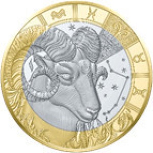 Zodiac Series. Aries. France 5€ 2026  base metal coin.