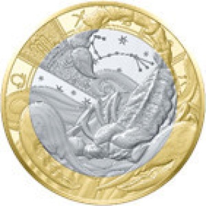 "Знаки зодиака. Скорпион." -  Франция, 5 €, 2025. г., .медно-никилиевая монета, 11,7 г.