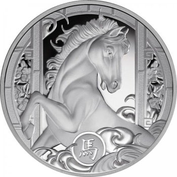 Hevoksen vuosi 2026  Niue 1$ 99,9% hopearaha, 1 unssi