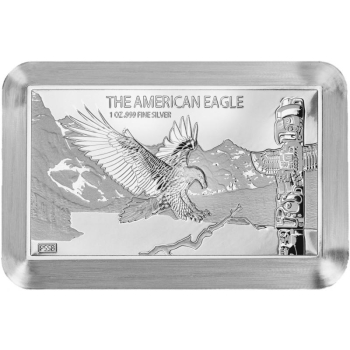 "Premium Size Silver Bar - The Majestic Eagle" Fiji 1$ 2019 1 unssi hoparaha 