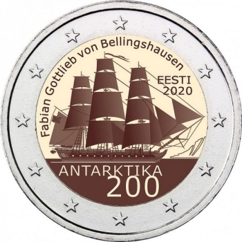  2 € юбилейная монета 2020 г. Эстония -200 лет со дня открытия Антарктиды