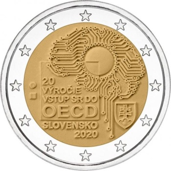 Slovakkia 2020. a 2 € juubelimünt - Slovakkia Majanduskoostöö ja Arengu Organisatsiooniga (OECD) ühinemise 20. aastapäev