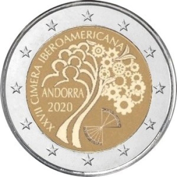 Andorra 2 Eur 2020  juubelimünt –  27. Ibero-Ameerika tippkohtumine Andorras
