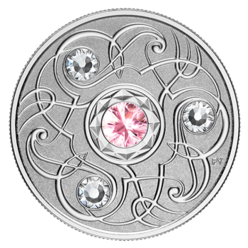  Счастливый камень на октябрские дни рождения. Канада 5$ 2020 г. 99,99% серебряная монета с кристаллами Swarovski® 7, 96 г.
