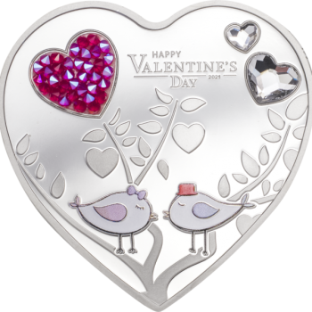 Kallile Sõbrale - Happy Valentine 2021. Cooki saarte 5$ 2021.a. 99,9% hõbemünt Swarovski® kristallidega.  20 g
