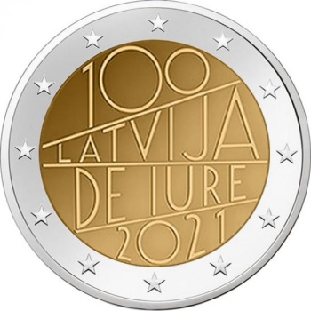 Latvia 2€ commemorative coin 2021 -  The 100th anniversary of Latvia’s international recognition de iure