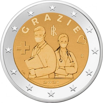 Itaalia 2021 a 2€ juubelimünt - tervishoiutöötajad