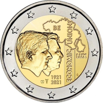 Belgia 2€ erikoisraha 2021 - Sata vuotta Belgian ja Luxemburgin talousliiton muodostamisesta (Blister)