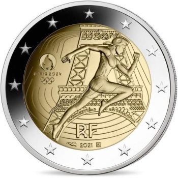 2 € юбилейная монета 2021 г. Франция - Летние Олимпийские игры 2024 в Париже