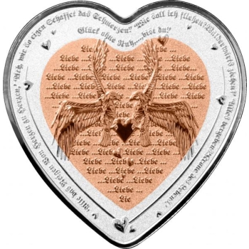 "Праздник любви!!" Беркут – Фиджи 1$  2021. г. 99,9% серебряная монета с медной вставкой в форме сердца. 37.4 гp.