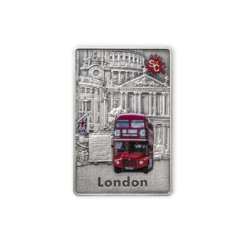 ”Splash of Colour" City Edition. London. Samoa 5$ 2021 Antique finish 99,9% silver coin, 2 oz