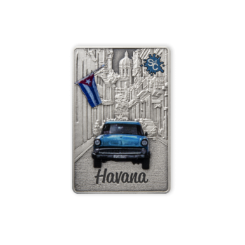 ”Splash of Colour" City Edition. Havana. Samoa 5$ 2021 Antique finish 99,9% silver coin, 2 oz