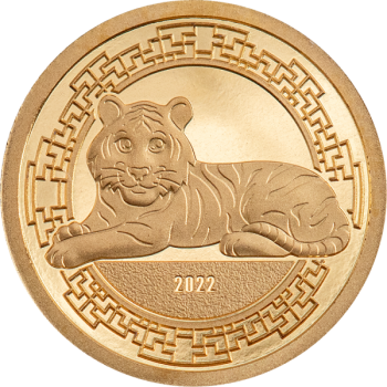 Lunar Year of the Tiger 2022 Mongolia 1000 Togrog 2021 99,99% gold coin 0,5 g