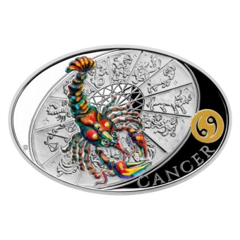 Знаки зодиака Рak- Острова Ниуэ  1 $ 2021 г. 99,9% серебряная монета с цветной печатью, 1 унция