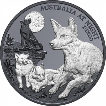 Australian yöelämä. Dingo. Niue saarivaltio 1 $  2021 v. 1 unssi 99,9% hopearaha