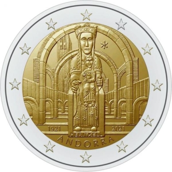 2 € юбилейная монета 2021 г.  Андорра  - 100-летие коронации Богоматери Меричельской