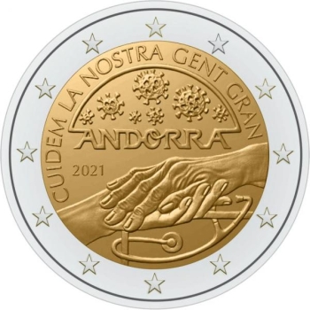  2 € юбилейная монета 2021 г.  Андорра  -Мы заботимся о пожилых людях