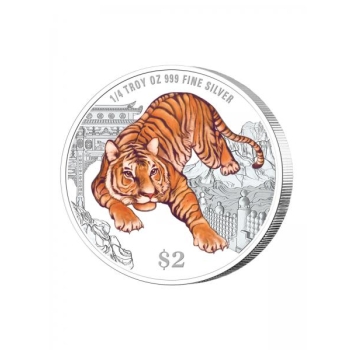 Tiigri aasta 2022 - Singapuri 2$ 2022 värvitrükis  99,9% hõbemünt, 7,76 g