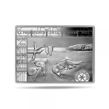   Шедевры музейной коллекции -  Сальвадор Дали. Постоянство памяти  - Франция 50 € 2021 г. 99,9% серебряная монета, 100г. 