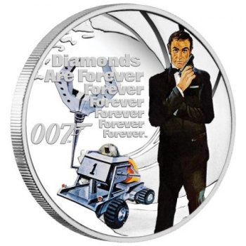 James Bond - Teemandid on igavesti. Tuvalu 1/2 $ värvitrükis 99,99% hõbemünt, 15.553 g