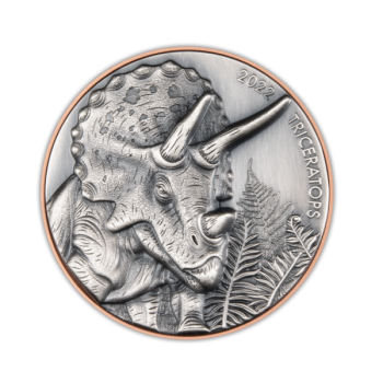 TRCERATOPS - Vanuatu 10 Vatu 2022 Antique Finish Silver & Copper coin