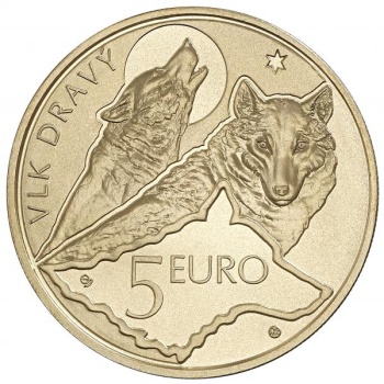 ”Slovakian eläimistö ja kasvisto..Susi." Slovakia 5€ 2021 erikoisraha 