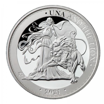 Una & Lõvi -  Saint Helena Tristan da Cunha 2 £ 2021.a.  2-untsine 99,9% hõbemünt