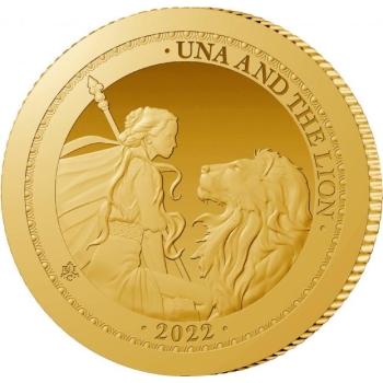 «Уна и Лев» Остров Святой Елены 2 £ 2022 г. 99,9% золотая монета. 0,5 г
