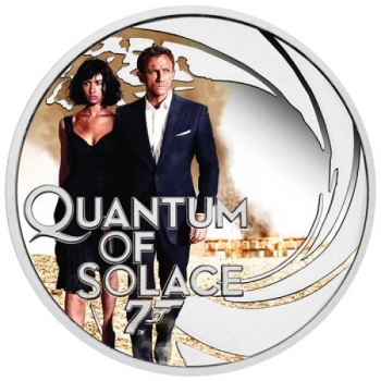 James Bond - Quantum of Solace. Tuvalu 1/2 $2022.v. 99,9% hopearaha väripainatuksella, 15,53 g,