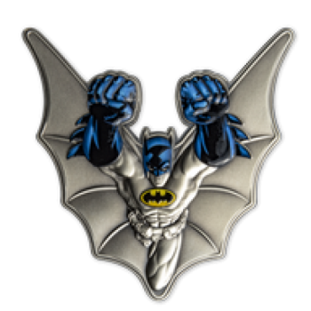 „Batman" -  Barbados 5 $ 2022.v.  99,9% hopearaha, antiikkipatinointi, 5 unssi