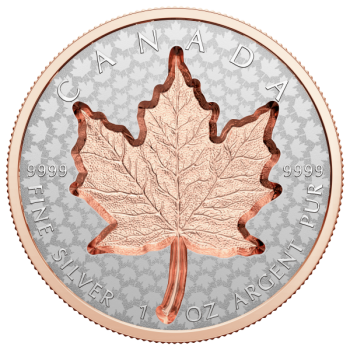 "Silver Maple Leaf Super Incuse" - Kanada  20 $ 2022.v. 99,99% hopearaha kultauksella, 32,41 g
