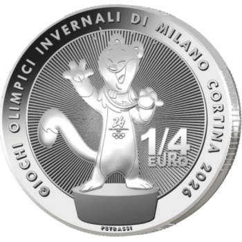 "Milano Cortina 2026 Winter Olympic Games - Mascot Tina . Italy 1/4 € base metal coin