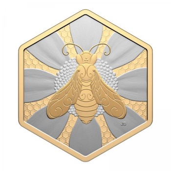 Nature Deloght; Honey Bee. 20$ 2025. Reverse Proof 99,99% silver coin with selective gold plating, 32 g