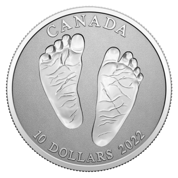 Terve tuloa maailmaan!  Kanada 10$ 2022 .v. 99,99% hopearaha, 15.87 g 