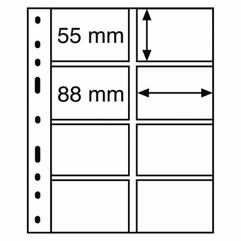 Optima vaheleht - telefoni või mündikaartidele (8 taskut 55 x 88 mm)