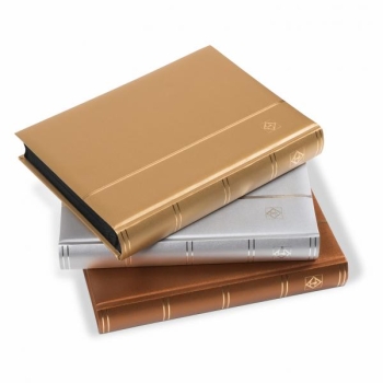 Stockbook COMFORT, Din A4, 64 black pages, padded cover Metallic Gold