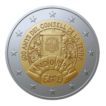 Andorra 2€ erikoisraha 2019 -600 vuotta parlamentin perustamisesta Andorraan 