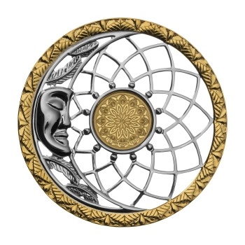 "Elämän symboli. Unelmiesi",  - Barbados 10 $ 2025. v. 1 g kulta 7 g hoperaha /riipus kultauksella.
