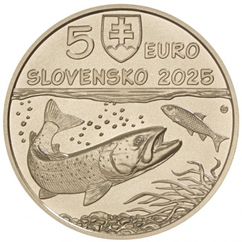 ”Slovakian eläimistö ja kasvisto. Tonavanjokilohi." Slovakia 5€ 2025 erikoisraha 