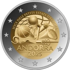 Andorra 2 Eur 2025 juubelimünt – Euroopa väikeriikide mängud