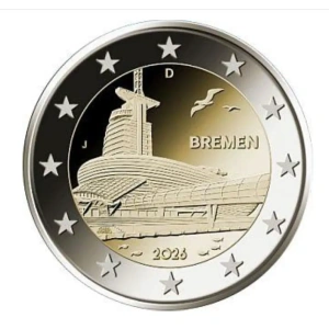 2 € юбилейная монета 2026 г. Германия - Бремен, музей климатических зон в г.Бремерхафен.