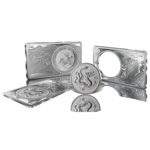 «Kитайский дракон» - 10 Yuan 2025 99.99% серебряная монета в слитке, Китай, 2025  г., 3 унции.